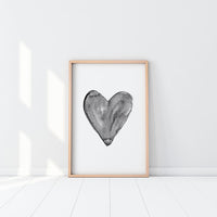 Poster: Watercolour heart, black, by EMELIEmaria