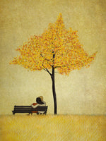 Poster: Under the cherry tree, Autumn, by Majali Design & Illustration