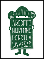 Poster: Alphabet Buddy Green, by Anna Grundberg