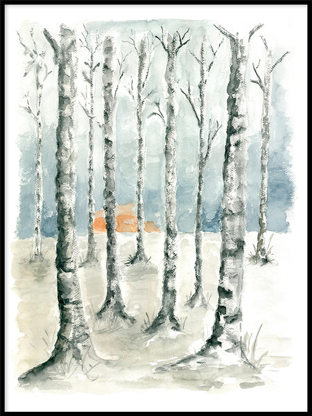 Poster: Birches, by Annas Design & Illustration