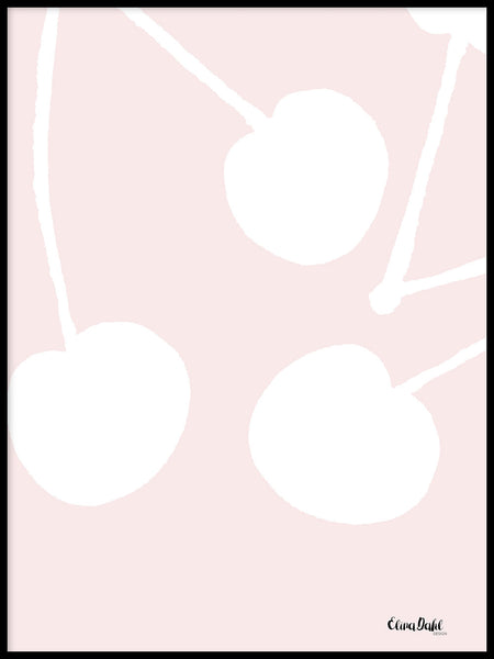 Poster: Cherries, pink, by Elina Dahl