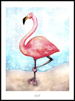 Poster: Chill like a Flamingo - roses, by Ekkoform illustrations