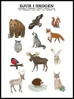 Poster: Animals in the forest, by Lindblom of Sweden