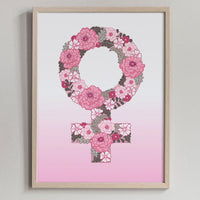Poster: Feminist flowers, pink, by Linda Forsberg
