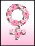 Poster: Feminist flowers, pink, by Linda Forsberg