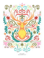 Poster: Folk Deer, by Ekkoform illustrations