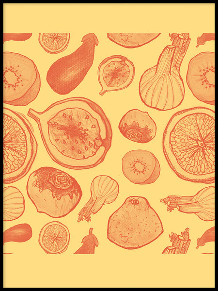 Poster: Fruits and Yellow, by Fia-Maria