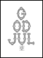 Poster: God Jul, black and white, by Fia Lotta Jansson Design