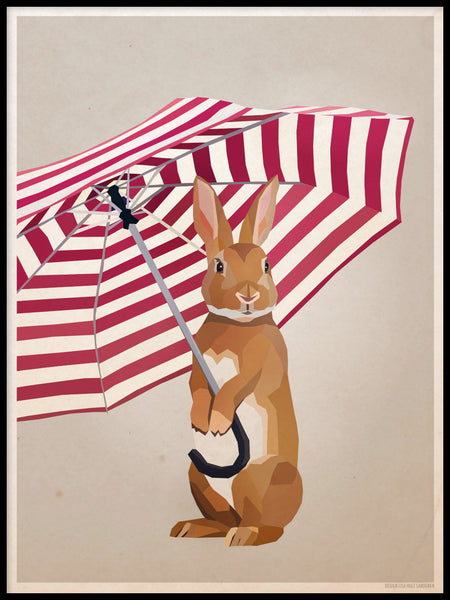Poster: Rabbit with umbrella, by Lisa Hult Sandgren