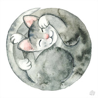 Poster: Cat snoring, watercolor, by Linda Forsberg