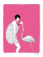 Poster: Lady and flamingo, by Jiashen Han