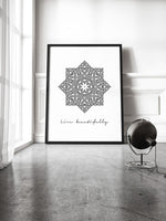 Poster: Live beautifully, grey, by Anna Mendivil / Gypsysoul