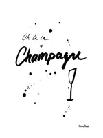 Poster: Oh la la Champagne, black, by Elina Dahl