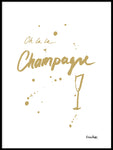 Poster: Oh la la Champagne, gold, by Elina Dahl
