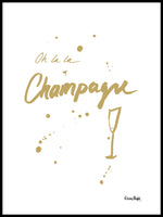 Poster: Oh la la Champagne, gold, by Elina Dahl