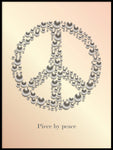 Poster: Peace with text, apricot, by GaboDesign