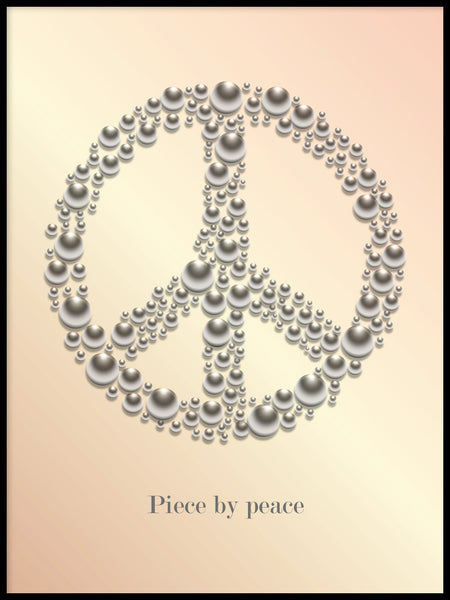 Poster: Peace with text, apricot, by GaboDesign
