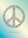 Poster: Peace with text, turquoise, by GaboDesign