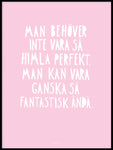 Poster: Perfekt - Fantastisk, pink, by Fröken Disa