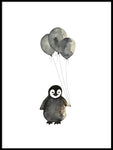 Poster: Penguin with balloons, by Lindblom of Sweden