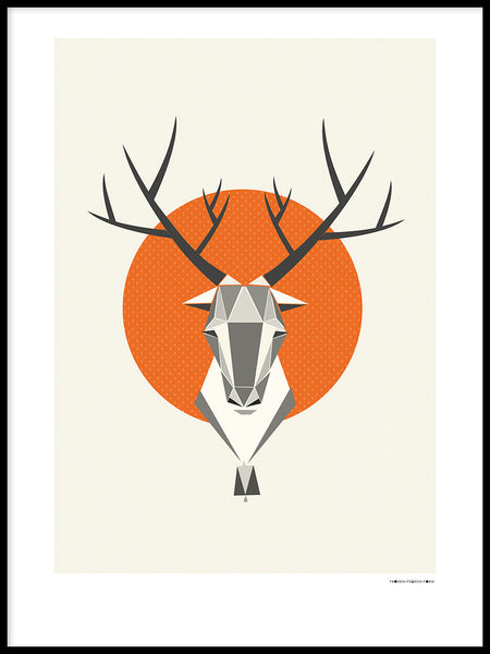 Poster: Reindeer, Orange, by Fröken Fräken Form