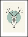Poster: Reindeer, Turquoise, by Fröken Fräken Form
