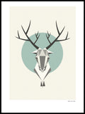 Poster: Reindeer, Turquoise, by Fröken Fräken Form