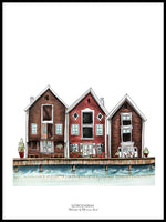 Poster: Boat houses in Huddik, by Ekkoform illustrations