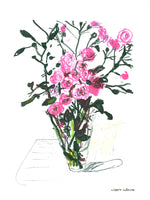 Poster: Wild pink roses in a vase, by Lisbeth Svärling