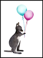 Poster: Wallaby With Balloons, by Cora konst & illustration