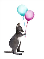 Poster: Wallaby With Balloons, by Cora konst & illustration