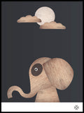 Poster: Wood Elephant, dark, by Paperago