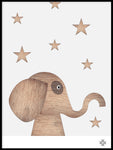 Poster: Wood Elephant, light, by Paperago