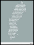 Poster: Sweden, gray-green, by Caro-lines