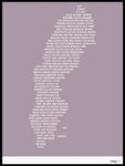 Poster: Sweden, gray-pink, by Caro-lines
