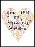 Poster: You are my greatest adventure, pink, by Sofie Rolfsdotter