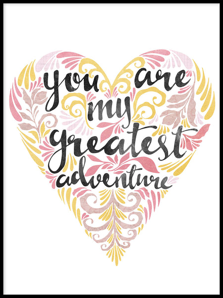 Poster: You are my greatest adventure, pink, by Sofie Rolfsdotter
